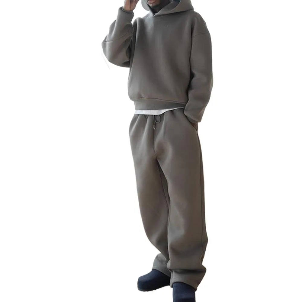 

Men's Sweatshirt Sets 2 Pieces Sale Spring Male Hoody Pullover Loose Hoodie Coats& High Elastic Wide Leg Pant Suits