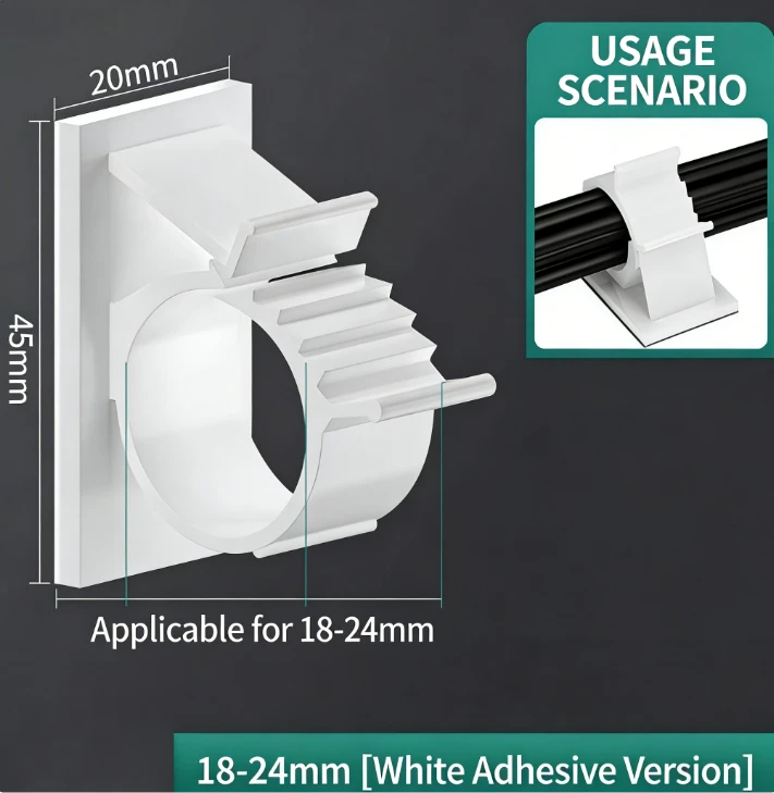 5 Pcs No-Drill Pipe Clips, Self-Adhesive Hose/Wire/Gas Pipe Organizer, Universal Wall-Mounted Fastener Clamps view 6