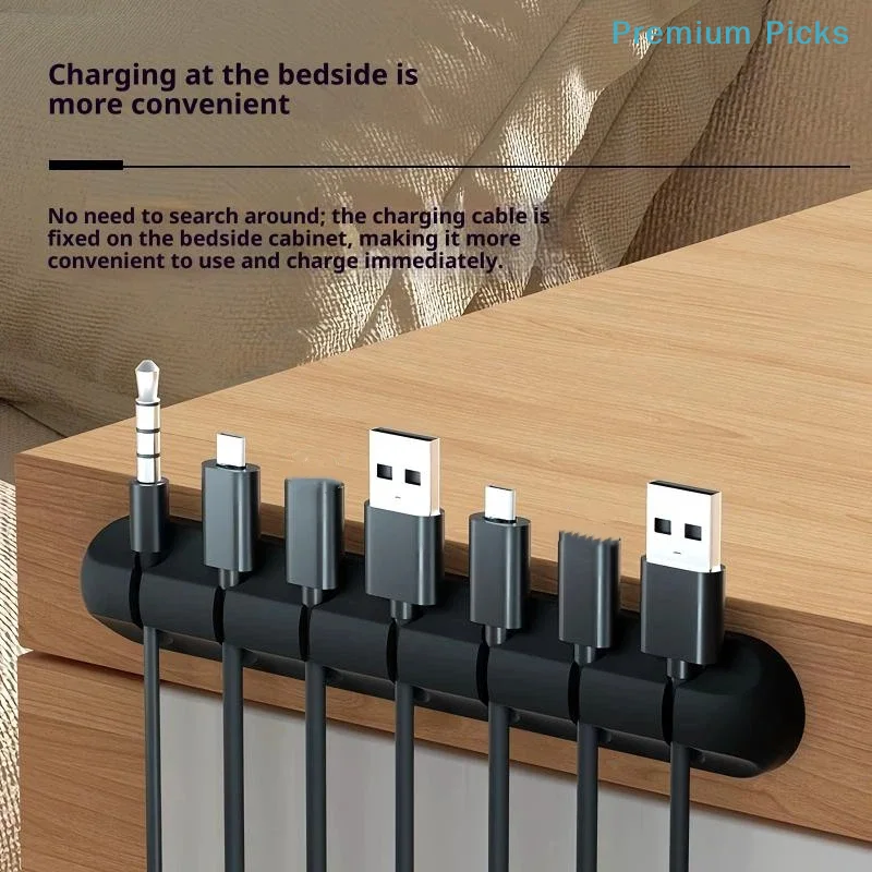 portableSelf Adhesive Silicone Cable Organizer Reusable Cord  Clips for Home Office Desk Cable Management