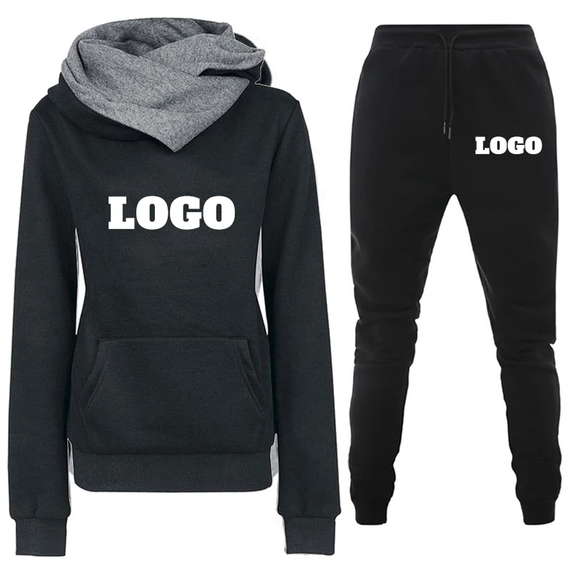 Conjunto De sudadera con capucha con logotipo personalizado para mujer, conjunto De 2 piezas, traje deportivo, trajes De moda para mujer, traje De