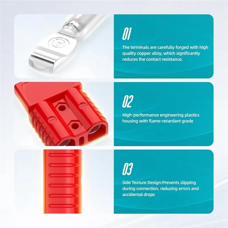 【A08I】For Anderson Plug 175A Quick Connect Kit For Winch, RV, Truck & Marine - 1/0 AWG, 12V-36V (2-Pack) - Red