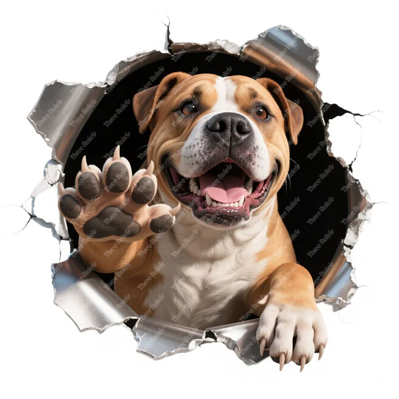 Three Ratels CAA11 Funny Bulldog Hole breaking stickers for home decoration wall stickers Car decals