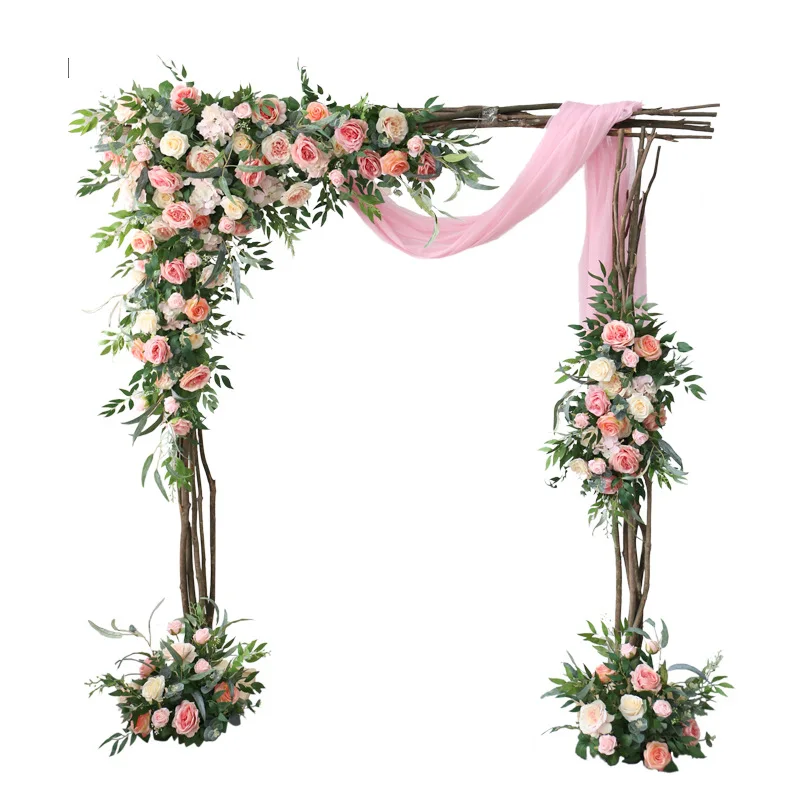 Wedding Arch Flower Arrangement Artificial Flower Row Photo Props T Stage Decoration Outdooor Wedding Deco Road Lead Flower Ball