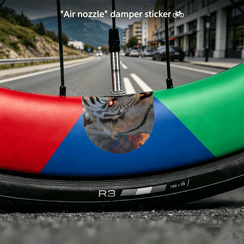 8Pcs Tiger Face Bike Wheel Air Valve Stickers Waterproof Wild Animal Vinyl Cycling Decor Decals