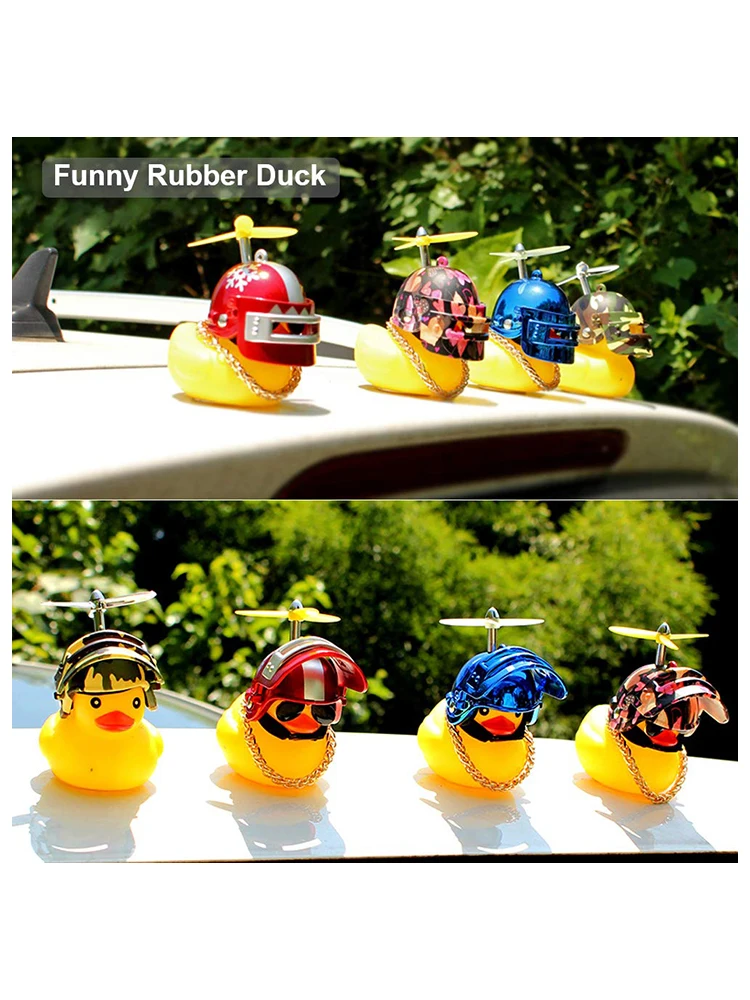 Motor Accessories Yellow Duck Ornaments with Helmet for Bike Without Lights Auto Accessories Duck In The Car Interior Decoration