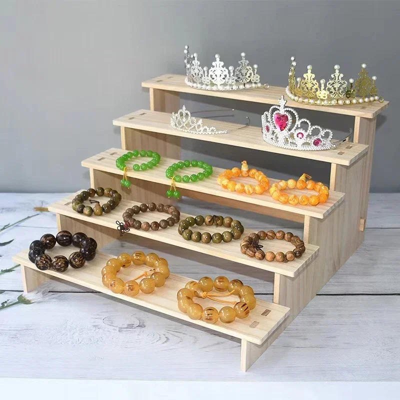 2 Layer Wooden Jewelry Display Stand/blind Box Storage Doll Hand Doll Display Stand Binary Desktop Display Stand