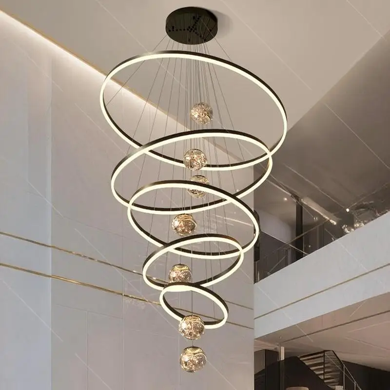 Modern Luxury High-Rise Building Decoration LED Lights, Staircase Pendant Lights, Living Room Pendant Lights, Indoor Lighting