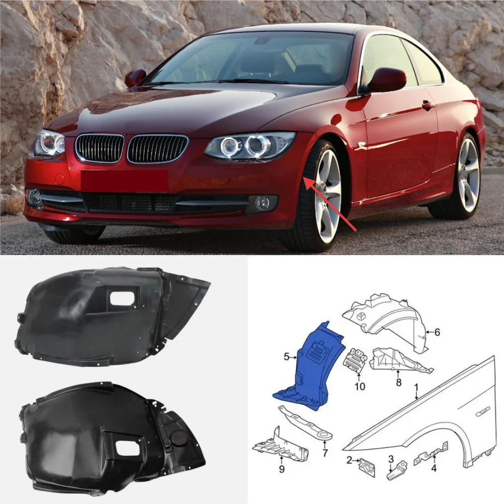 

For BMW 3 Series E92 E93 328i 335i 2007-2013 car front bumper lining mudguard OE: 51717154415 51717154416