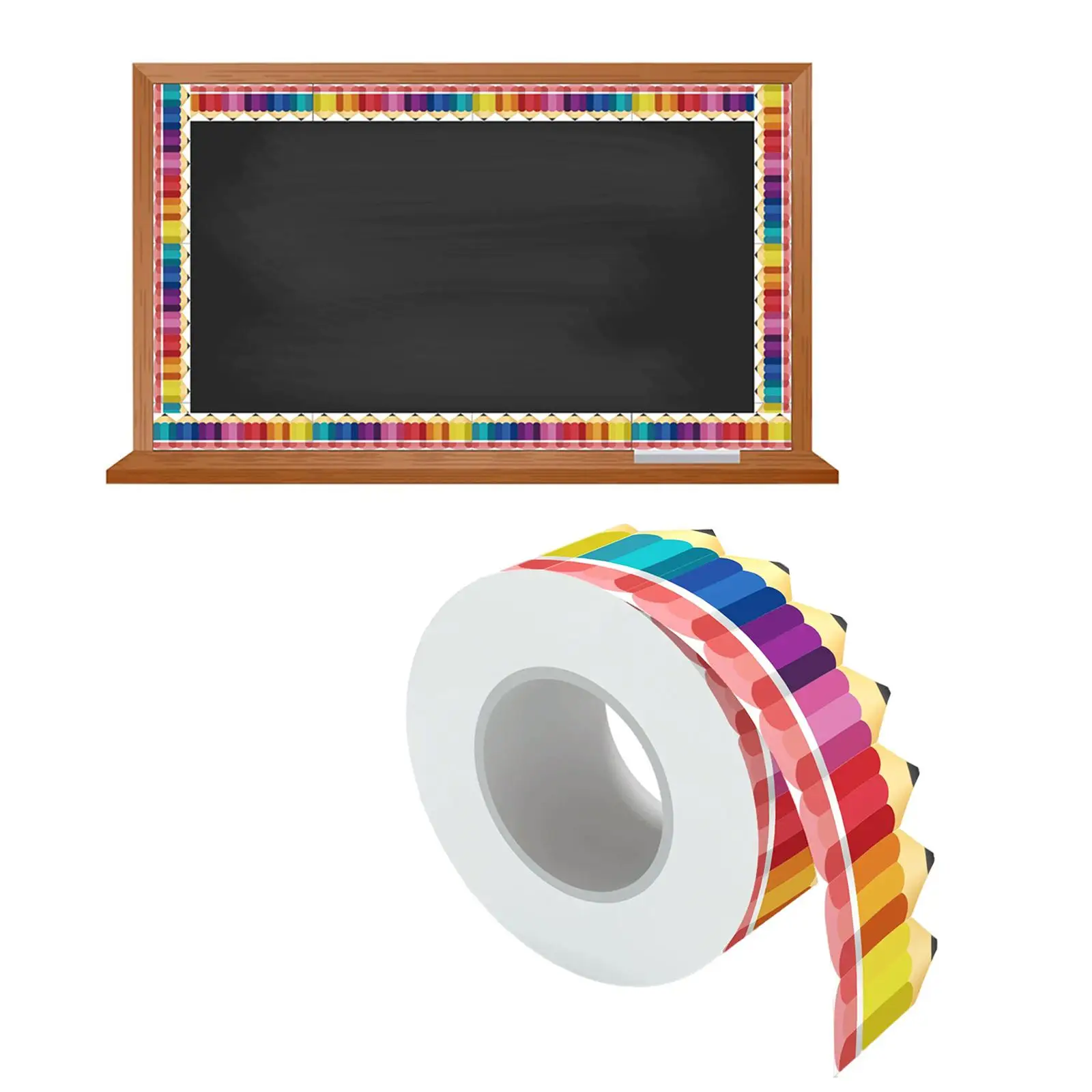 Pencil Bulletin Board Borders Bright Color Border Trim Cute with Pencil Patterns for Classroom Blackboard White Board