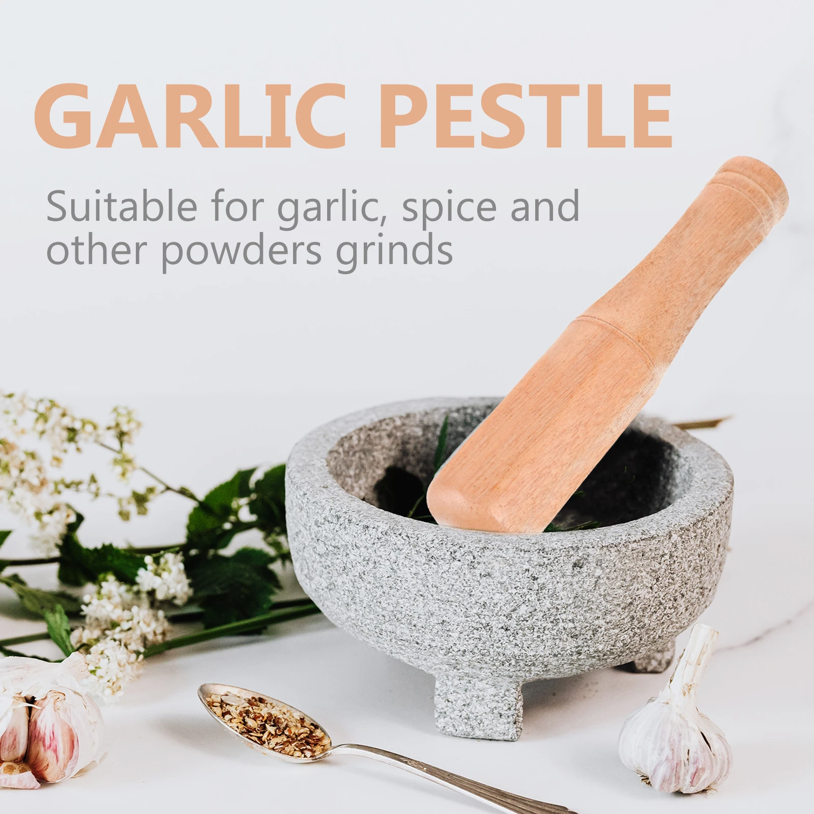 

Wooden Pestle Muddler Garlic Press Spice Grinder Tool Natural Wood Kitchen Utensil 17.5X3.7X3.7Cm Manual Crusher For Home Use