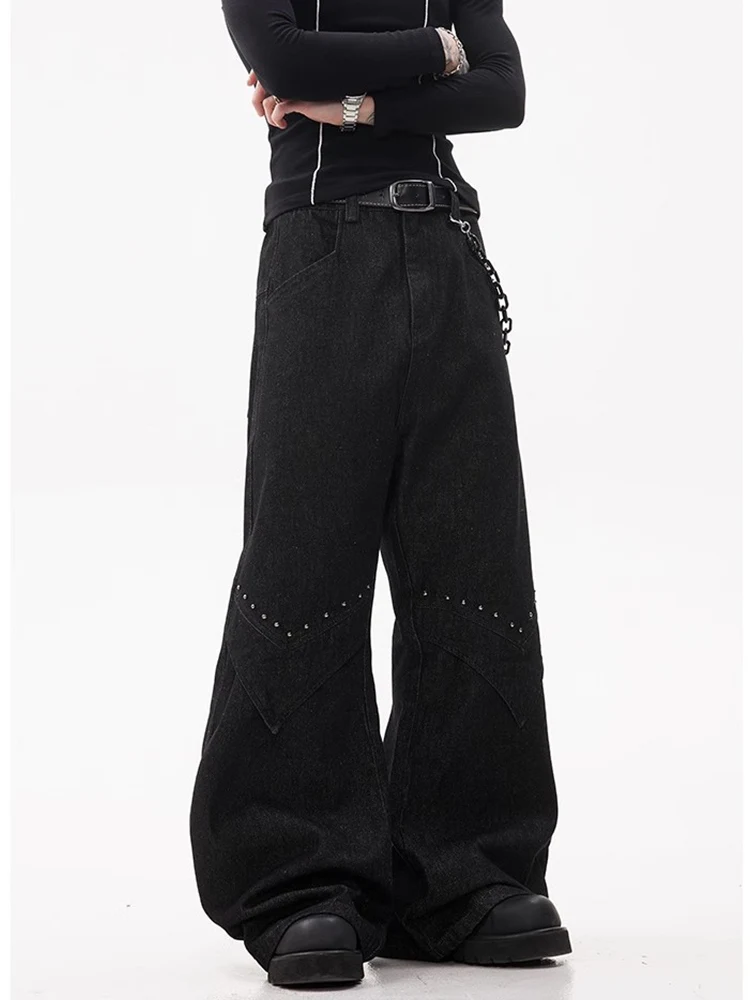 Bla Jeans casual a gamba larga da uomo Faion Versatile semplice design di fascia alta Pantaloni lunghi con coltello ampio drappeggiato allentato