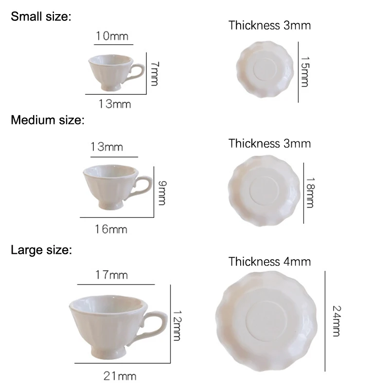 1Pcs Dollhouse Miniature French Retro Coffee Cup & Plate Set- Mini Play Kitchen Furniture Accessories for Doll House Scene Decor