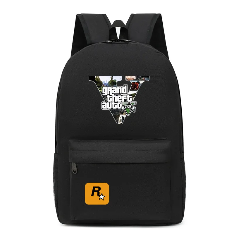 حقائب ظهر GTA 5 ذات سعة طباعة حقائب مدرسية للكمبيوتر المحمول للمراهقين والسفر #2