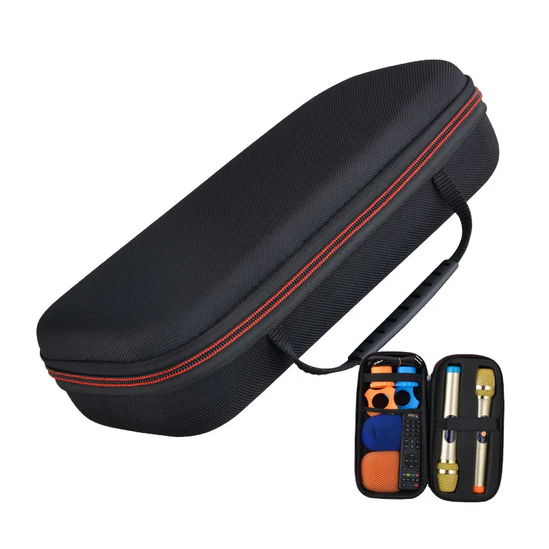 Double Microphones Storage Bag Shockproof Large-capacity Carrying Case Bag +Foam Mini Mic Hood for Travel Camping Business Trip