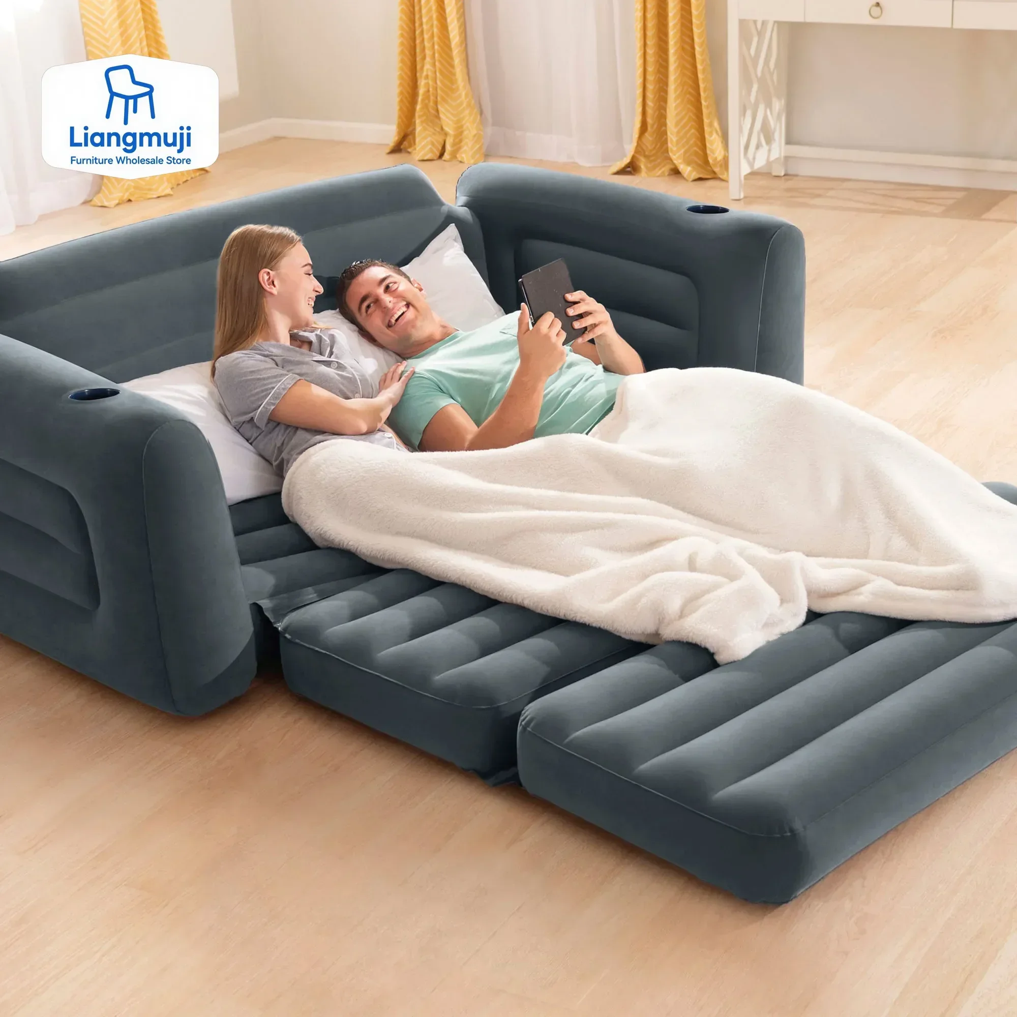 Muebles de jardín al aire libre y sofá de terraza, sofá inflable Hug One, posiciones íntimas de juego, colchón de cama portátil para Picnic