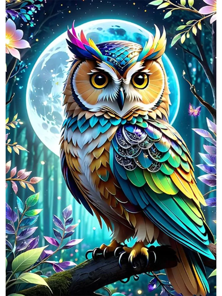 Diamond Embroidery Owl Animal Painting Girl Arrival Girl Full Square Round Portrait Mosaic Winter Forest Wall Decor 2026 New