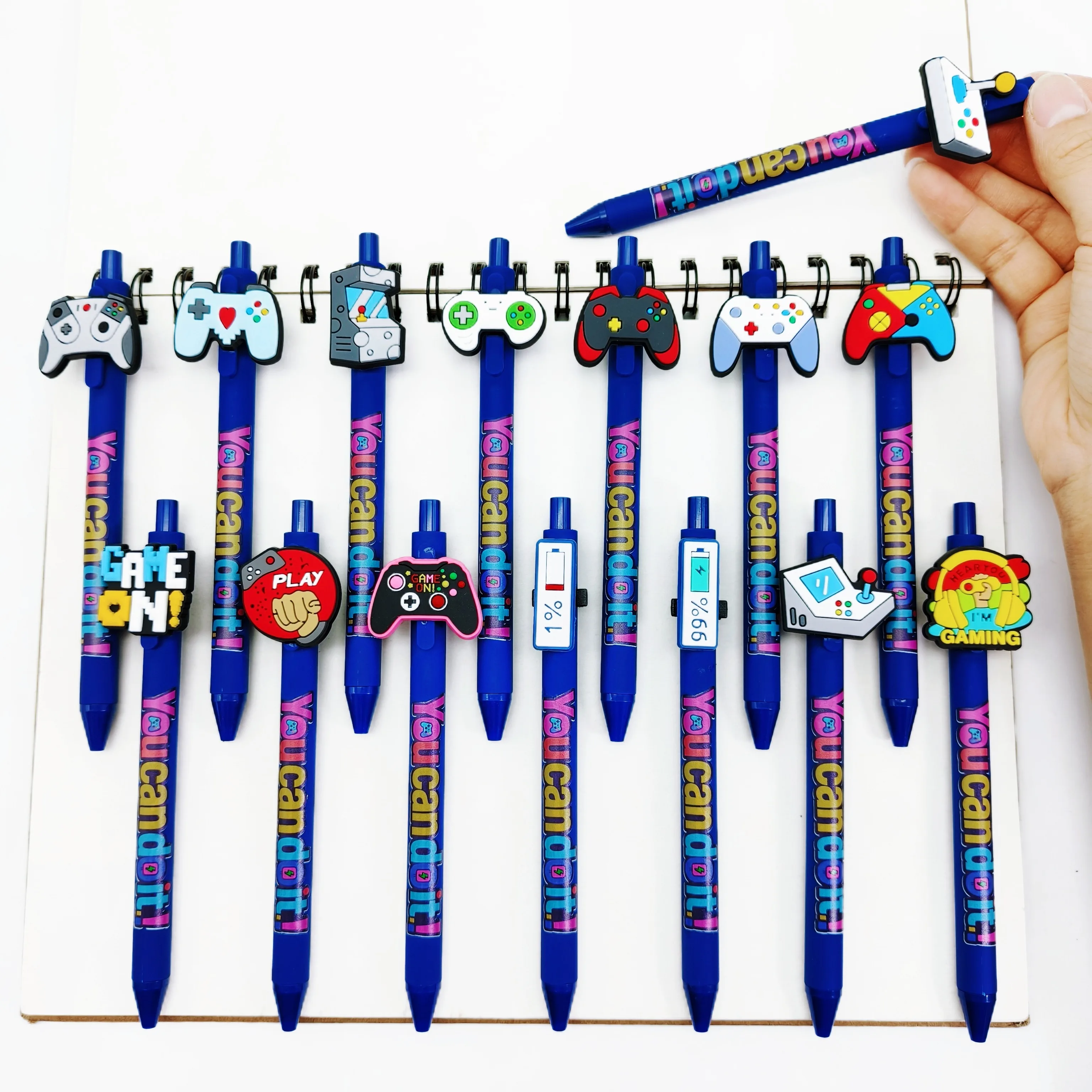 

15pcs/20pcs Deep Blue Gamepad Theme Ballpoint Pen Game Console Pattern Signature Pen Student Writing Gift Pen
