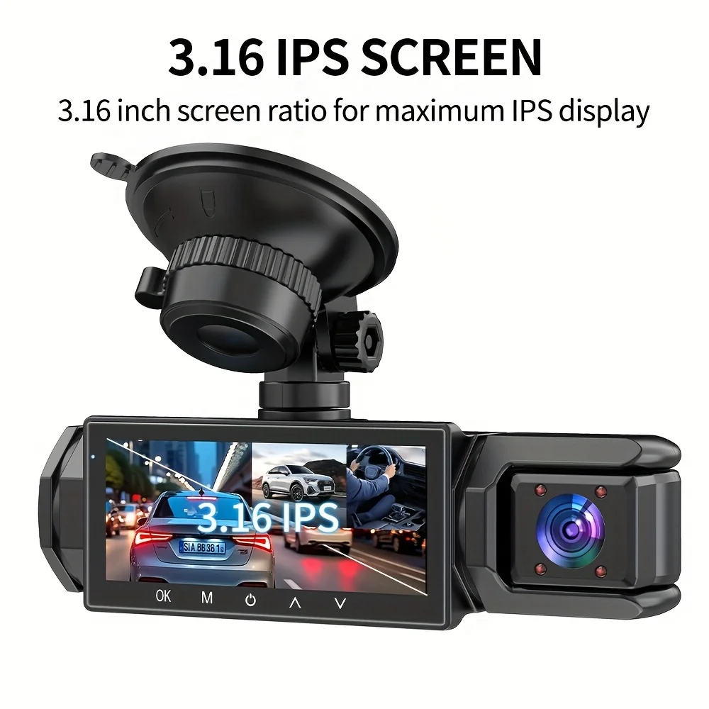 3 Cameras Dash Cam 1080P Front and Rear View Camera Night Vision Parking Monitor Car DVR 3way Car Video Recorder With Gift