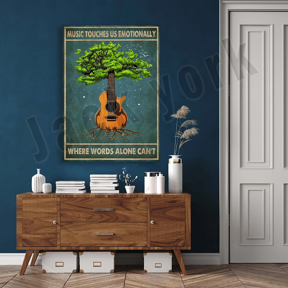 Guitar poster for tree, music touches us emotionally, only words can't poster, gift for music lover, music print, guitar art