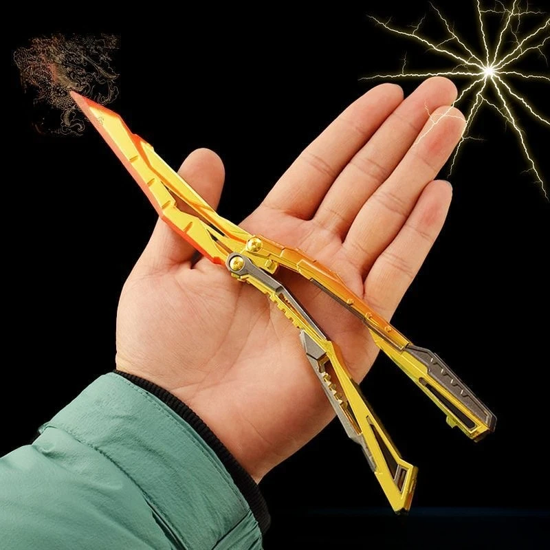 In Stock 24cm Cross Fire Blazing Butterfly Knif Foldable Game Peropheral Non-Sharp Metal Blade Sword Weapon Kid Birthday Gift