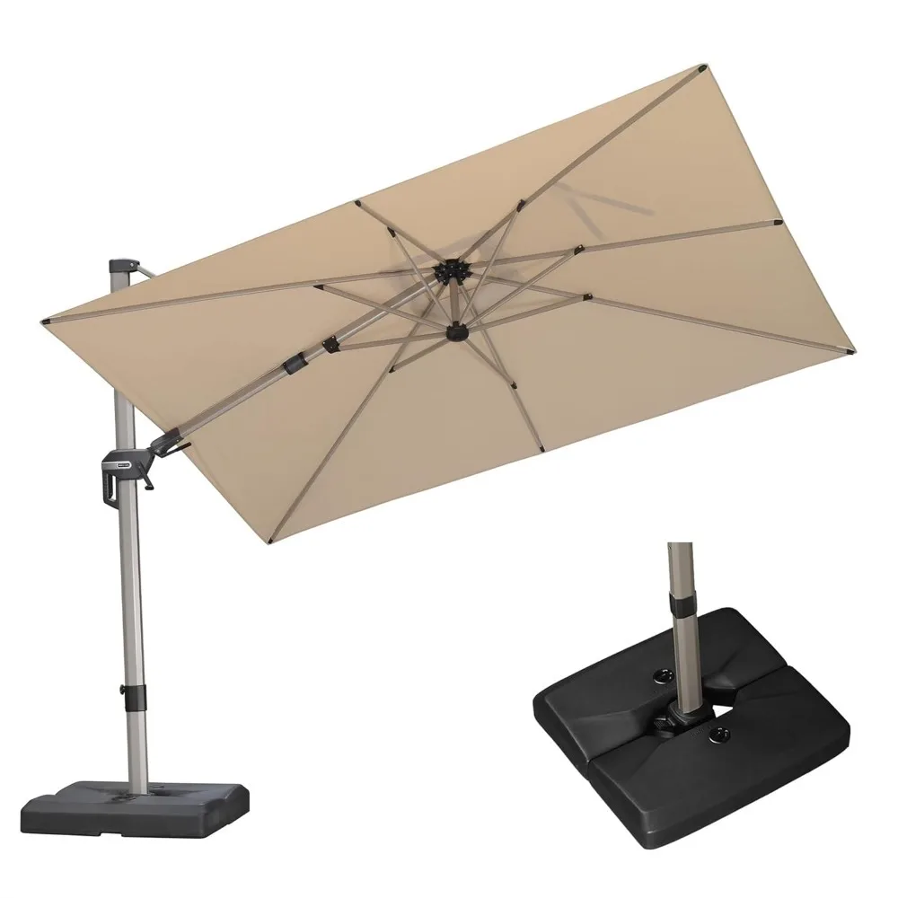 

10' X 6.5' Left-right Tilting Patio Umbrella with Base Outdoor Swivel Cantilever Offset Aluminum Umbrella with, Customized