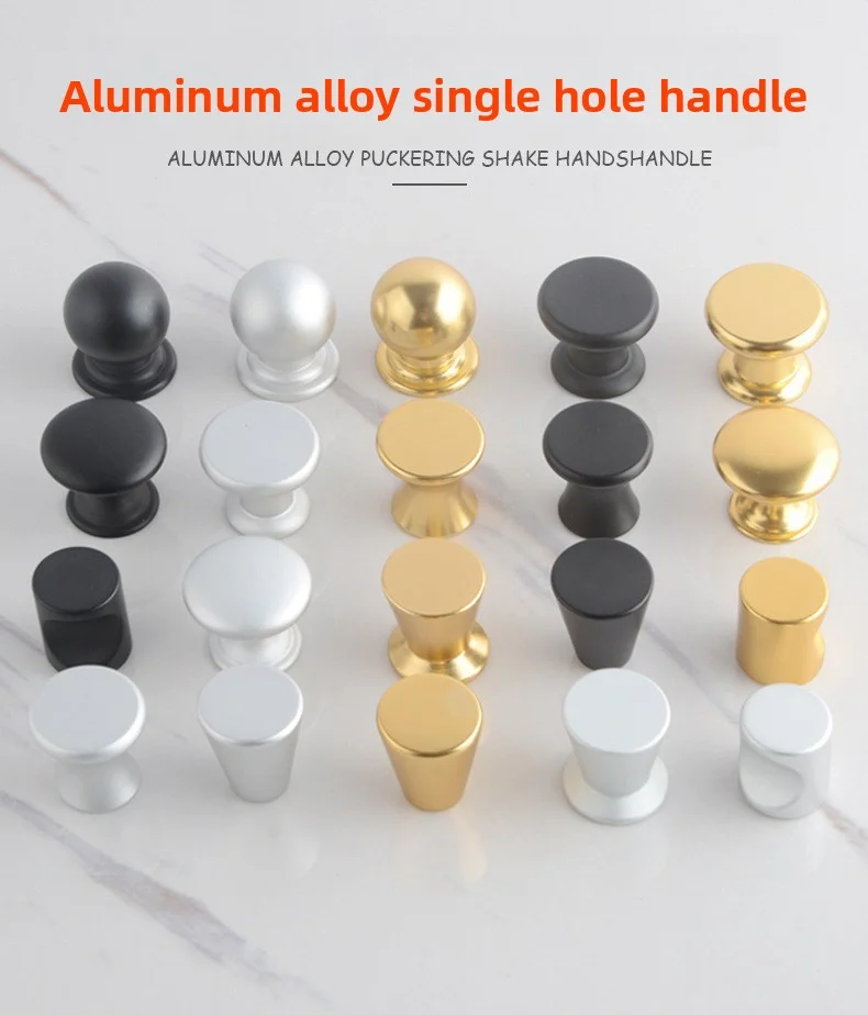 5 Stück einfache Schubladen- und Türgriffe aus Aluminiumlegierung, einfacher moderner Stil, nordische Möbel, Schrank, Mini-Knopf, Einzelloch, bunt – Detail 1