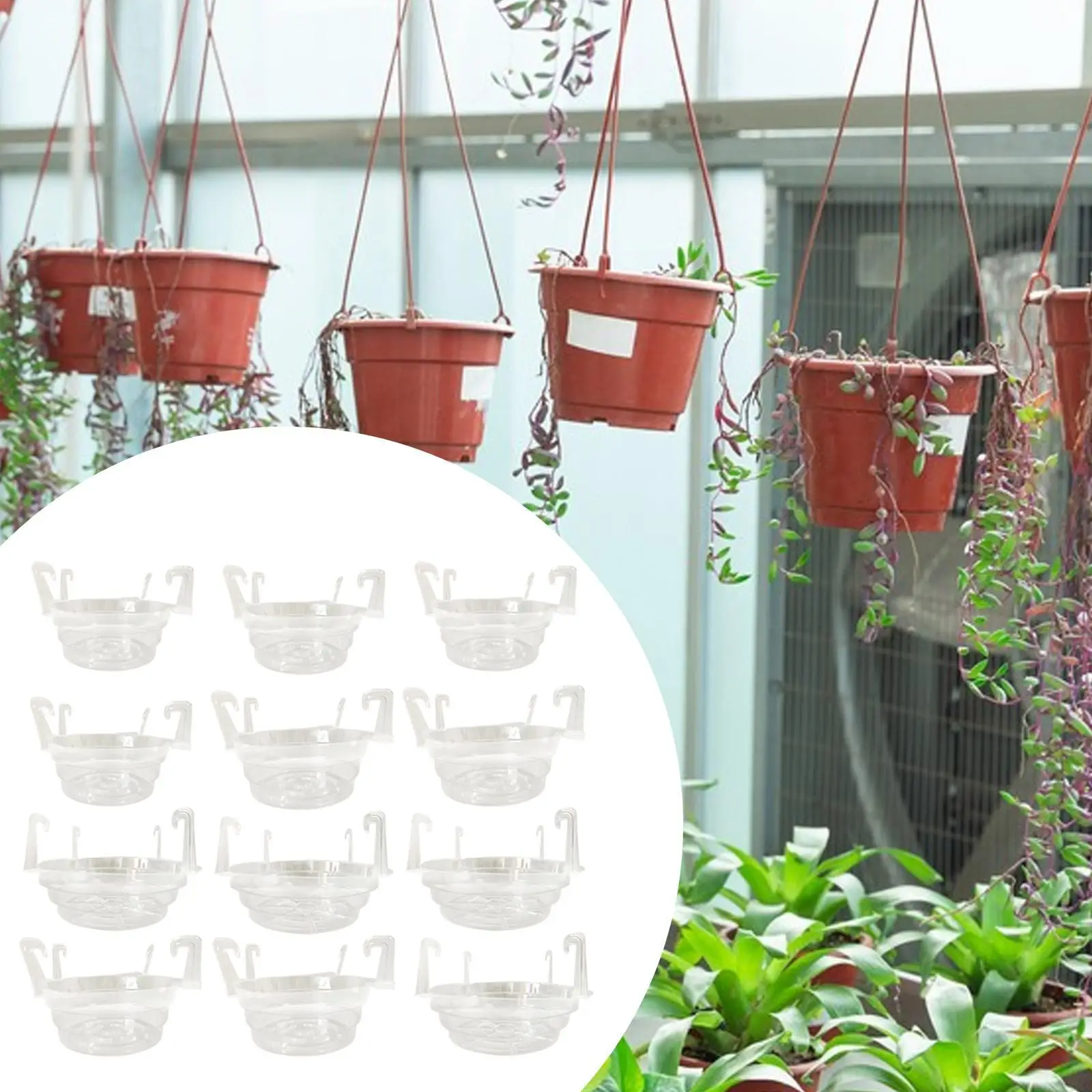 

12 прозрачных блюдец для растений с крючком, круглые блюдца для растений в помещении и на открытом воздухе, сверхмощный садовый поднос для капель, подносы для цветов