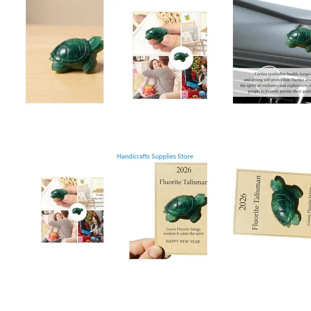 R1WA Pocket Hug Tokens Green Fluorite Turtles Figurine Happy New Years Gift Unisex