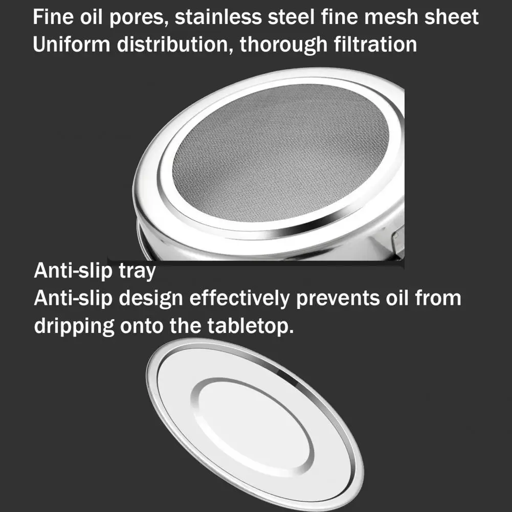 Oil Stainless Steel Oil Strainer Stainless Steel Oil Storage Jug with Fine Filter Cooking Strainer Container Rust-proof Kitchen