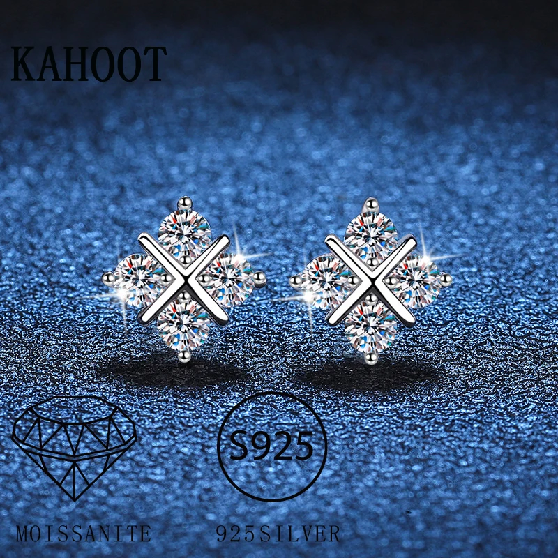 925 Sterling Silver 0.8 Carat *2 Moissanite Diamond 8 Earrings Classic Fashion Design Light Luxury Niche Temperament