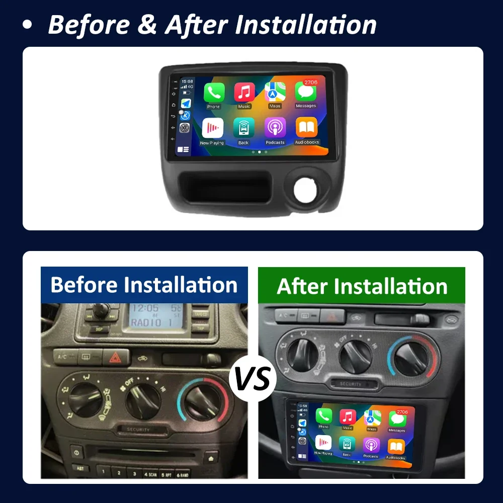 Wireless Carplay for Toyota Vitz Yaris Echo 1999 2000 2001 2002 2003 - 2005 Android 16  QLED Screen Intelligent System Head Unit - view 6