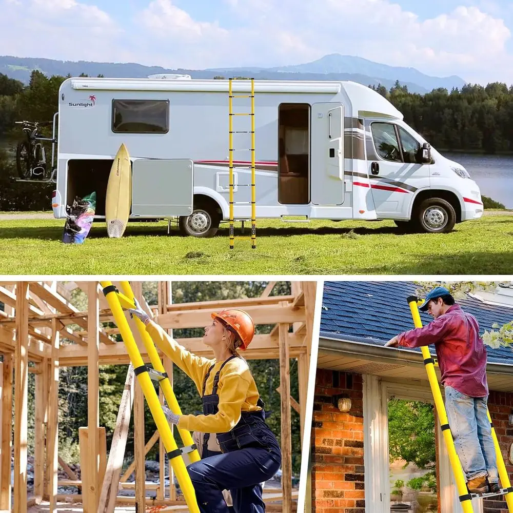 12.5t Extension Ladder, Lightweight 330lbs Capacity, Multi-Position for RV and Outdoor Work