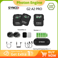SYNCO G2 A2 Pro G2 A2 Mega 2.4G Wireless Lavalier Microphone with Charging Case for Smartphone Camera vs Rode GO II