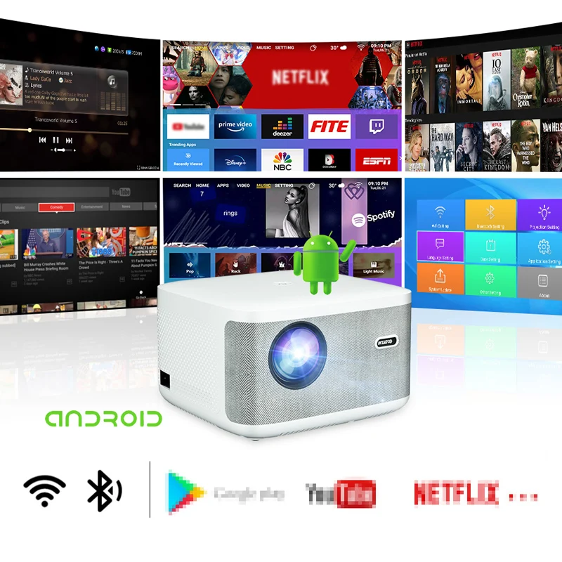 Imagem -02 - Foco Digital Led Projetor 32gb Inteligente Android Wi-fi Full hd 1920*1080p Home Theater Cinema Lcd Beamer Wzatco-a20