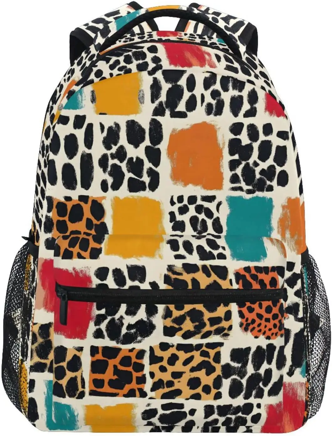 

Kid's School Backpack Checkered Leopard Print for Girls Boys, Bookbags Hiking Backpacks S