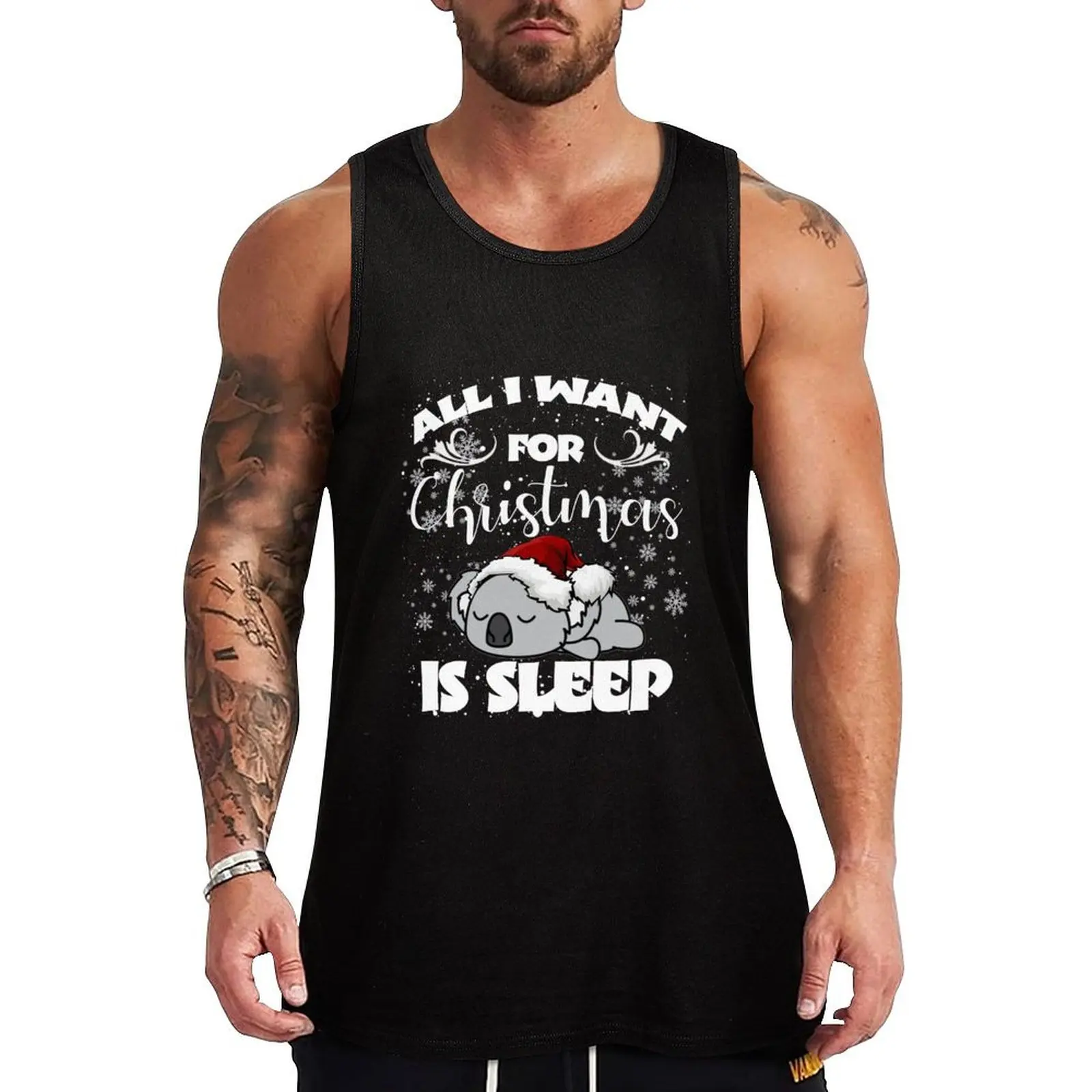 

All I Want For Christmas Is Sleep - Funny Humor Xmas Koala Pajamas Gift Shirt Tank Top Men's cotton t-shirt