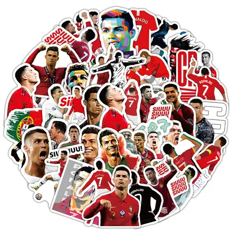 10/60PCS CR7 Stickers Cartoon Football Sticker Sports Graffiti Kids Toys Fans Gift Decoration Fridge Laptop Guitar Bike Decals