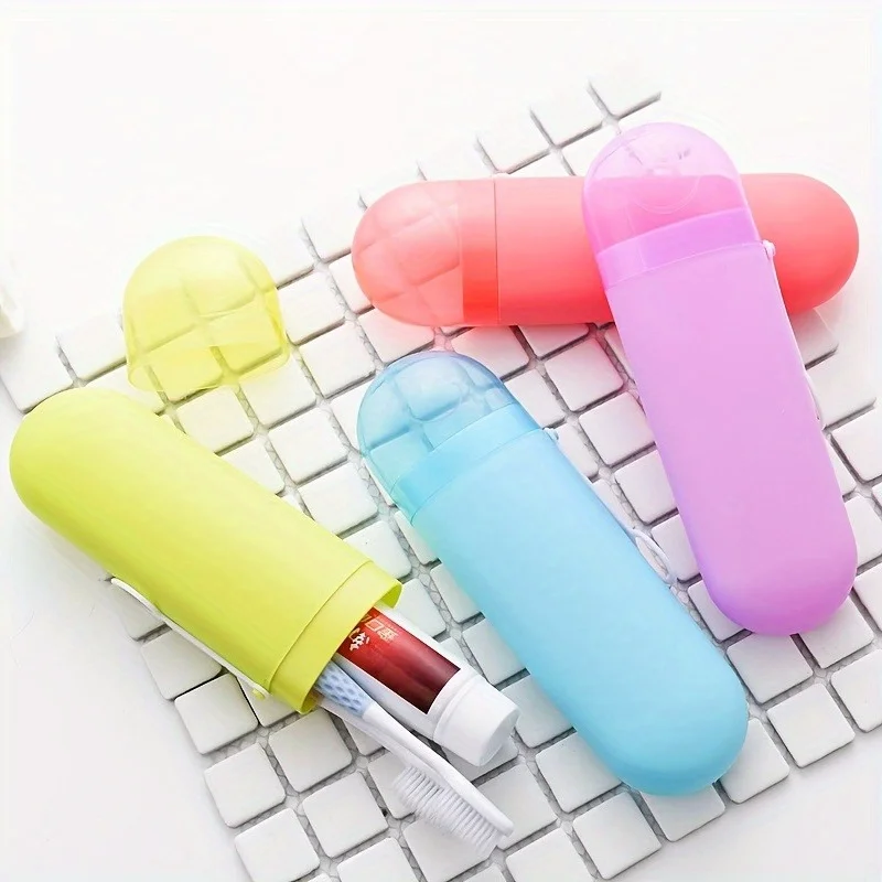 1pc Travel Toothbrush Toothpaste Case Cover Holder Portable Hiking Camping Toothbrush Storage Box Wash Cup Cosmetic Capsule Case
