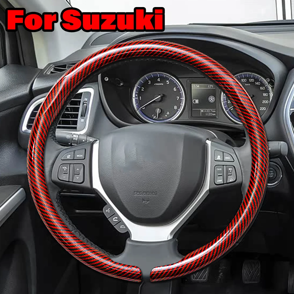 

For Suzuki Steering Wheel Cover Carbon Fiber For Swift Vitara S-Cross Dzire Baleno Ertiga Alto Jimny Carry Car Accessories