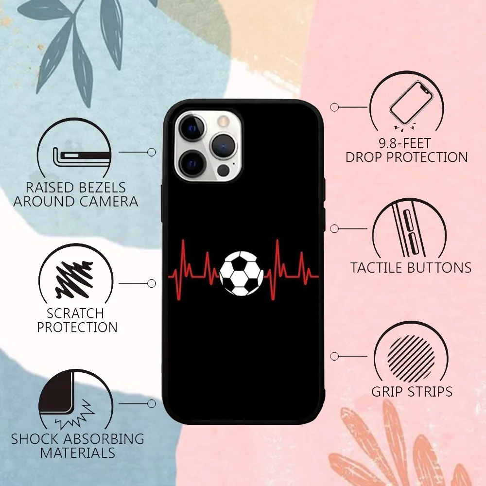 Football Heart Beat Phone Case For IPhone 15 14 13 Pro Max 11 12 Mini Alex Mirror For Magsafe Wireless Charging Cover