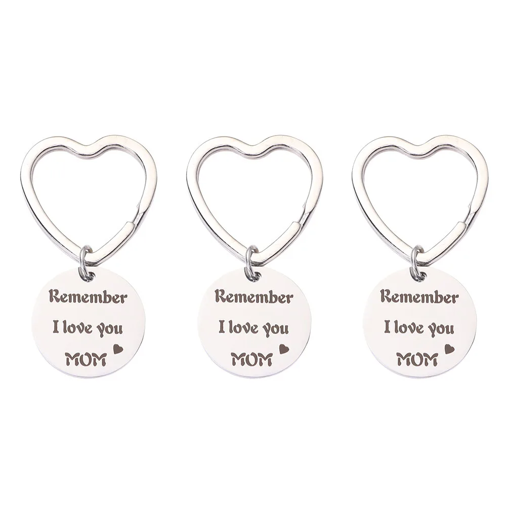 

3pcs Heart Keychain Stainless Steel Mother Day Keyring Funny Decor Woman Hanging Accessories Gift Trendy Jewelry
