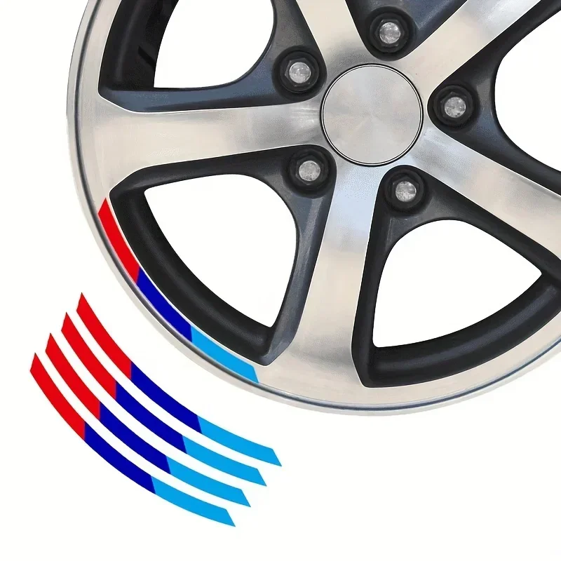 4Pcs Blue Red Curved Stripe Vinyl Stickers, Waterproof Self-adhesive Decals for Car Motorcycle Exterior Decor