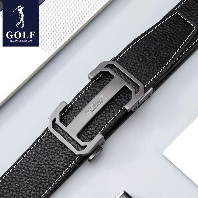 GOLF Men's Belt with Genuine Leather Automatic Buckle Belt, New Fashion and Leisure Middle and Youth Business Belt