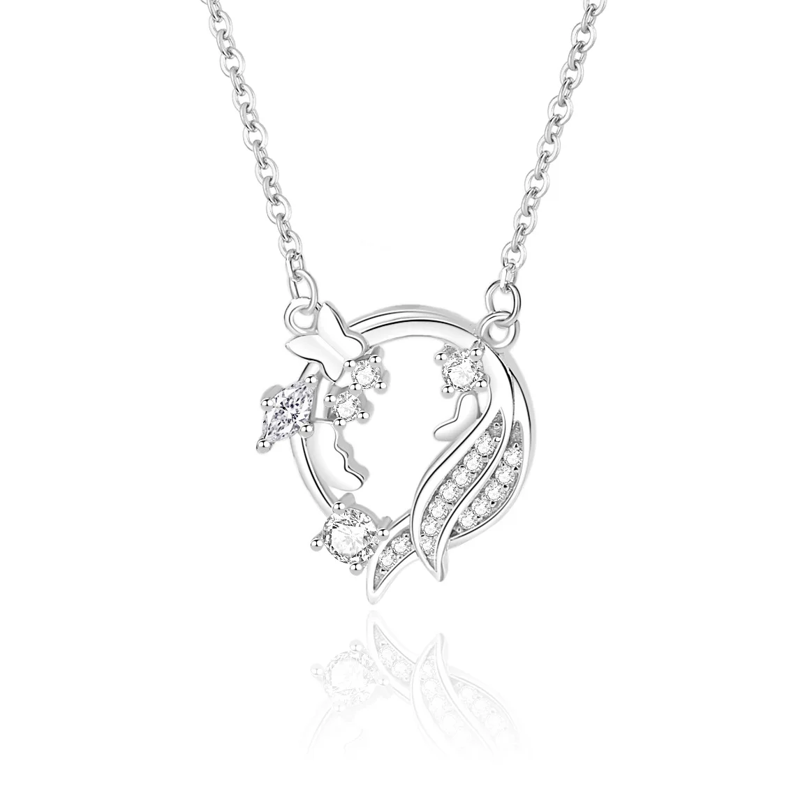 

S925 Sterling Silver Butterfly Yingwu Necklace Original Design Female Fine Pendant Simple Japan South Korea Inspired Garland
