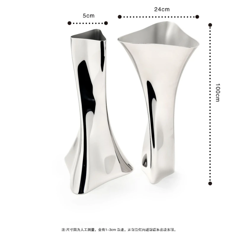 Modern simple stainless steel mirror flower arrangement ornament entrance coffee table living room office home