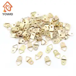 100pcs Easy To Hang Golden D-Ring Hanging Hooks Hangers Picture Oil Painting Mirror Frame Hooks Hangers Wholesale