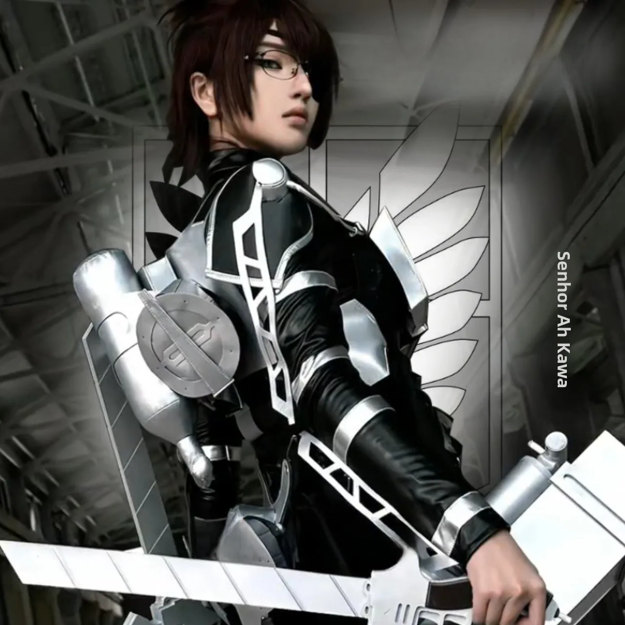 進撃の巨人-最終章-コスプレ衣装-フルセット-レザーユニフォーム-三つ目のレイヴン-アレンコスチューム-4歳以上向け