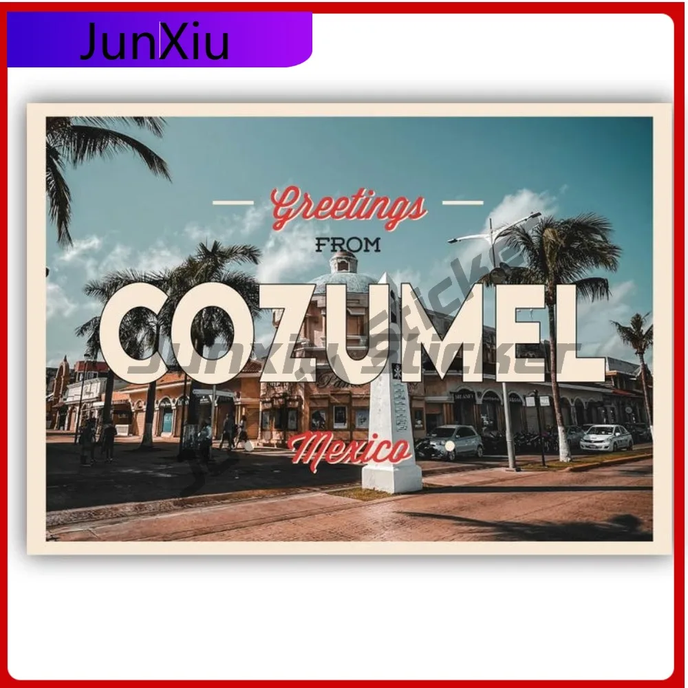 

Greetings From Cozumel Mexico Vintage Postcard Vinyl Travel Sticker Scratch-proof Exterior Decal Accessories Car Truck Water Bot