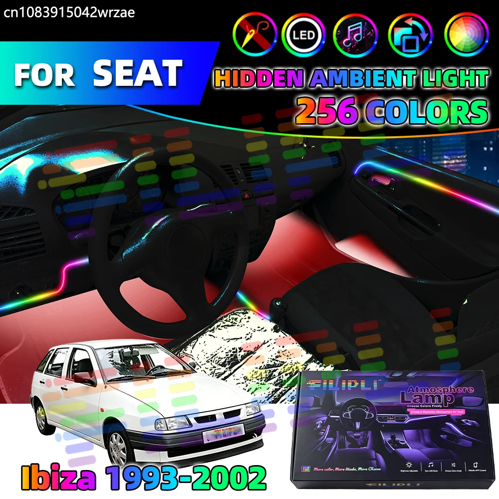 

14 in 1 For Seat Ibiza 1993-2002 Years Car Interior Ambient Lights Strips Breathing Lighting Kit App Control Auto Decorative lam