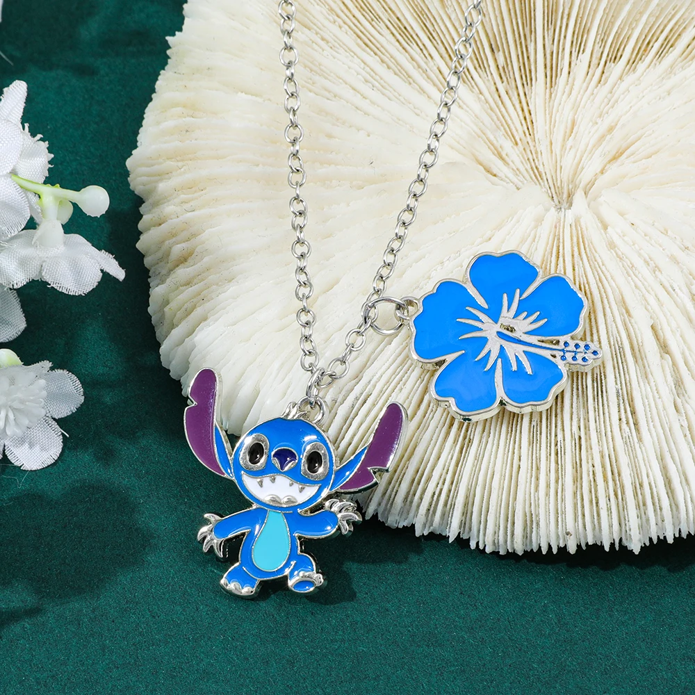 قلادة شخصية ديزني ليلو آند ستيتش أنمي - إكسسوار مجوهرات رائع ولطيف للفتيات والفتيان هدية عصرية #3